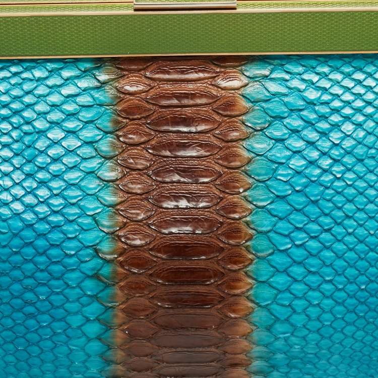 Pre Owned Prada Frame Ombre Blue/Brown Python Chain Bag
