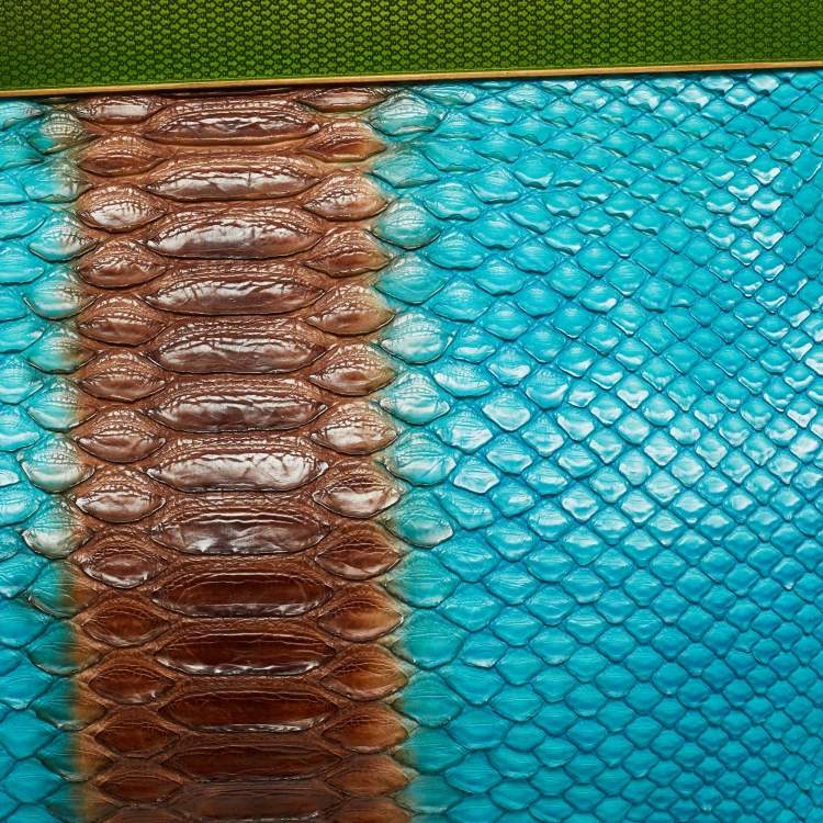 Pre Owned Prada Frame Ombre Blue/Brown Python Chain Bag