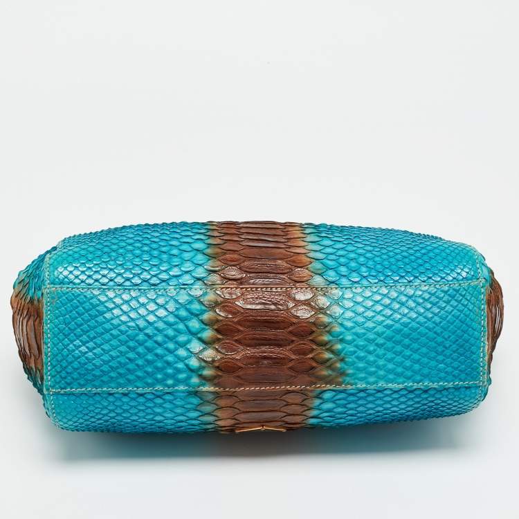 Pre Owned Prada Frame Ombre Blue/Brown Python Chain Bag