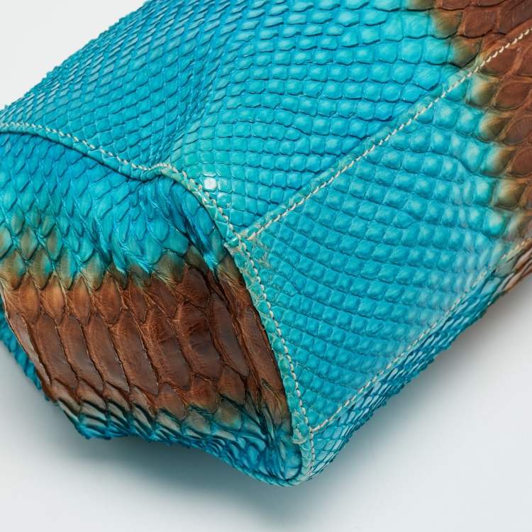 Pre Owned Prada Frame Ombre Blue/Brown Python Chain Bag