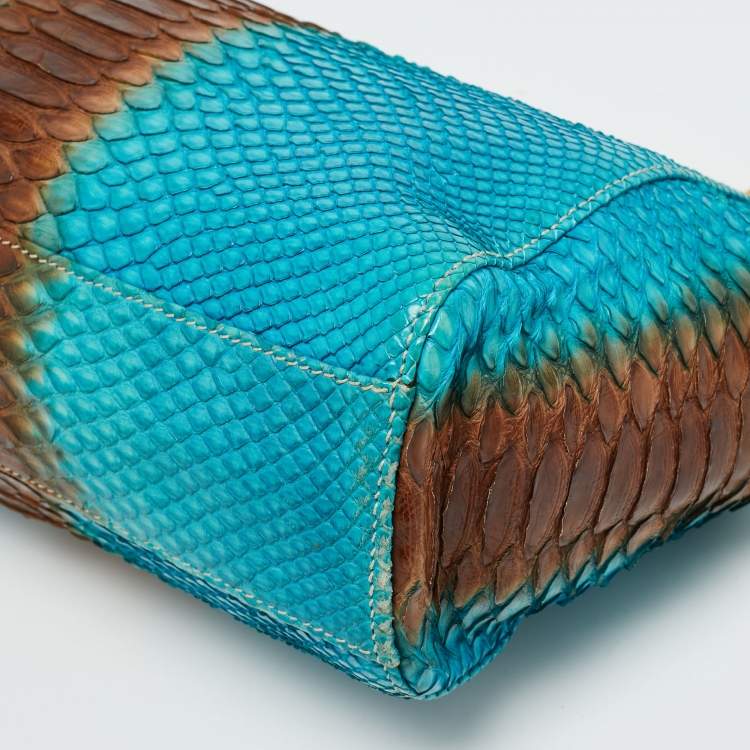 Pre Owned Prada Frame Ombre Blue/Brown Python Chain Bag
