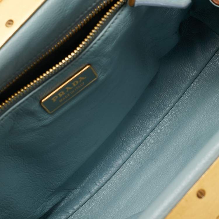 Pre Owned Prada Frame Ombre Blue/Brown Python Chain Bag