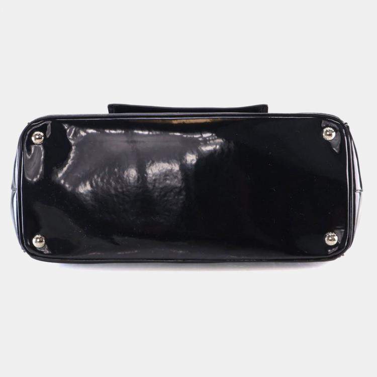 Pre Owned Prada Large Black Patent Galleria Double Zip Handbag