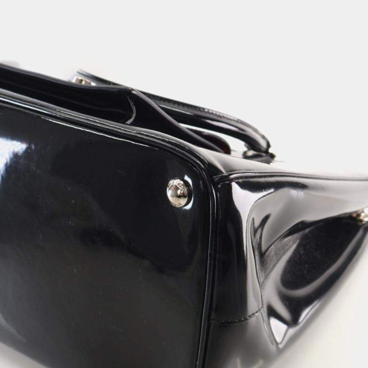 Pre Owned Prada Large Black Patent Galleria Double Zip Handbag