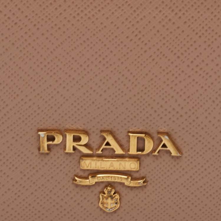 Pre Owned Prada Beige Saffiano Leather Card Holder