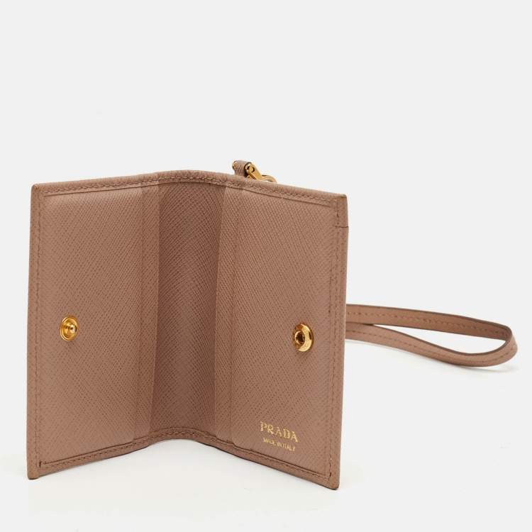 Pre Owned Prada Beige Saffiano Leather Card Holder