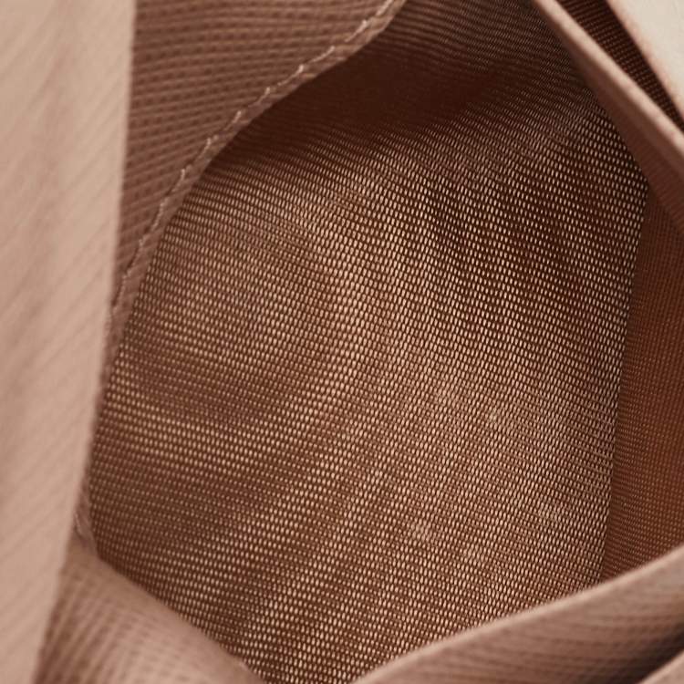 Pre Owned Prada Beige Saffiano Leather Card Holder