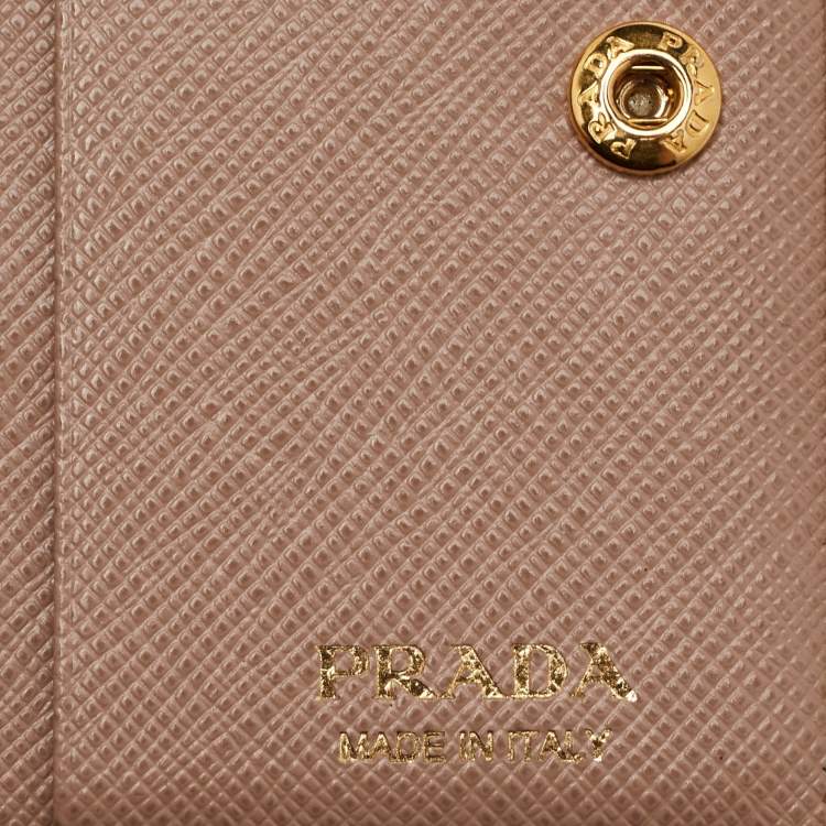 Pre Owned Prada Beige Saffiano Leather Card Holder