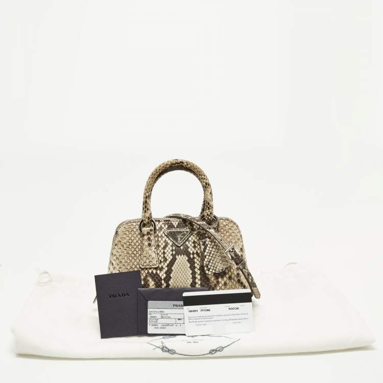 Pre Owned Prada Promenade Mini Beige Python Satchel