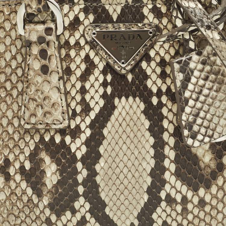 Pre Owned Prada Promenade Mini Beige Python Satchel