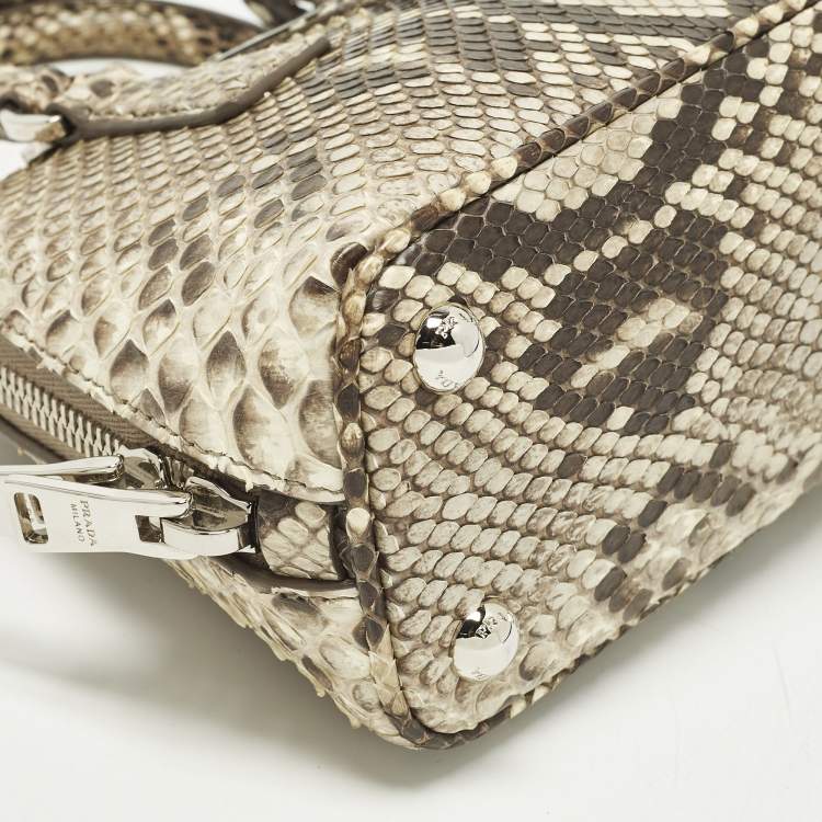 Pre Owned Prada Promenade Mini Beige Python Satchel