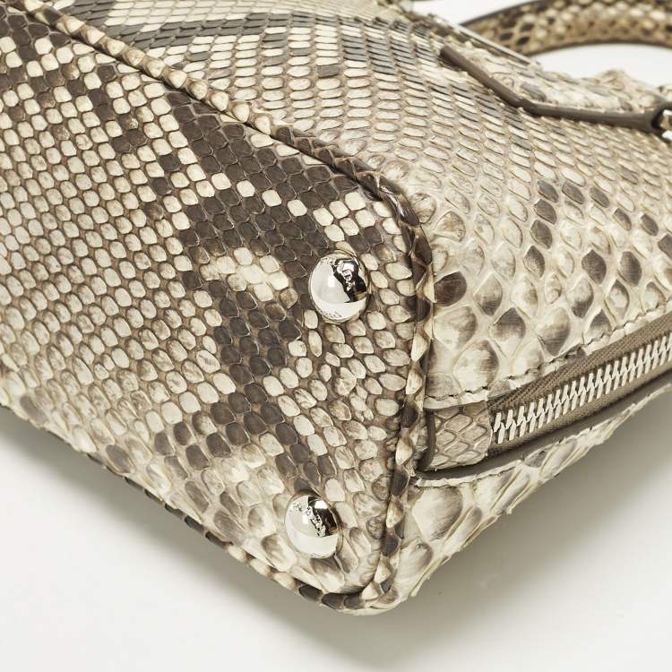 Pre Owned Prada Promenade Mini Beige Python Satchel