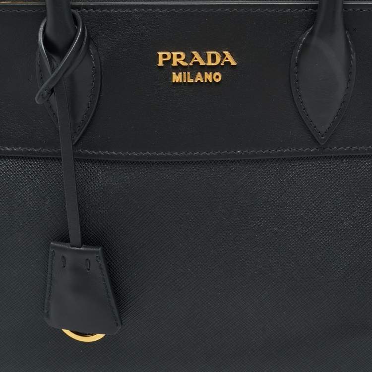 Pre Owned Prada Esplanade Black Saffiano Lux and City Leather Tote
