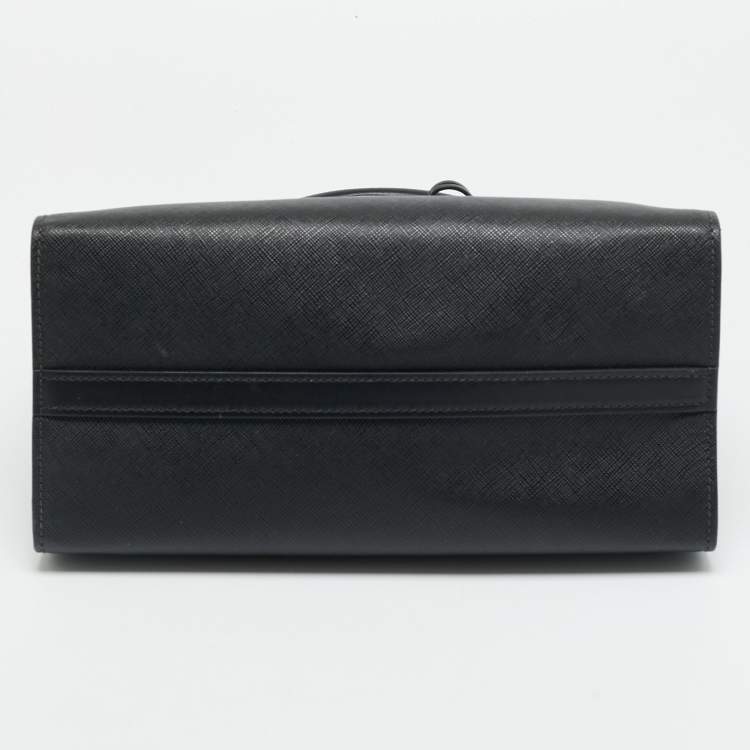 Pre Owned Prada Esplanade Black Saffiano Lux and City Leather Tote