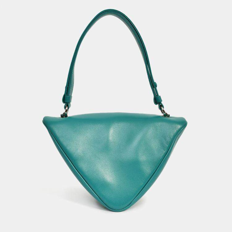 Pre Owned Prada 2021 Green Padded Nappa Grace Lux Triangle Crossbody Bag