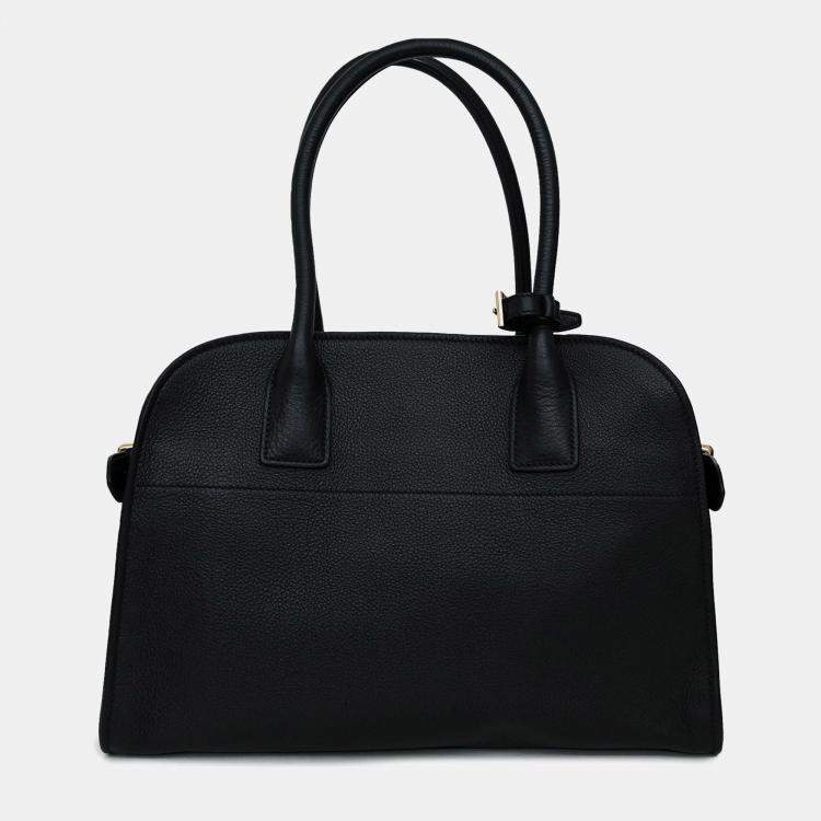 Pre Owned Prada Black Leather Medium Tote Bag