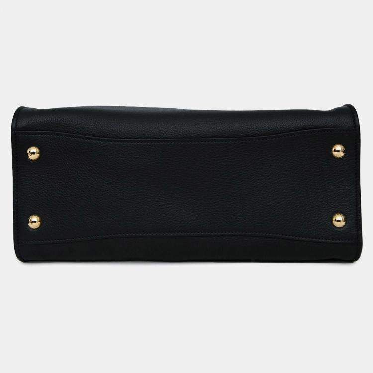 Pre Owned Prada Black Leather Medium Tote Bag