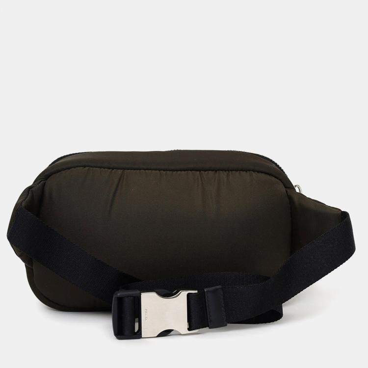 Pre Owned Prada Green/Black Nylon Front Pocket Waist Bag