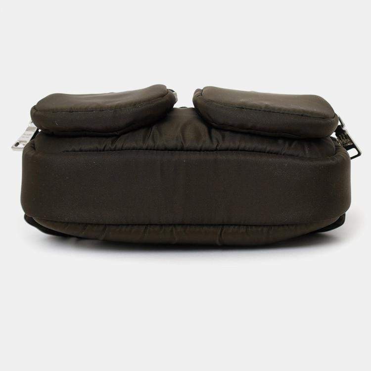 Pre Owned Prada Green/Black Nylon Front Pocket Waist Bag