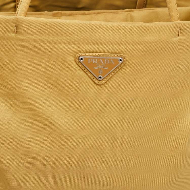 Pre Owned Prada Tessuto Yellow Nylon Shopper Tote