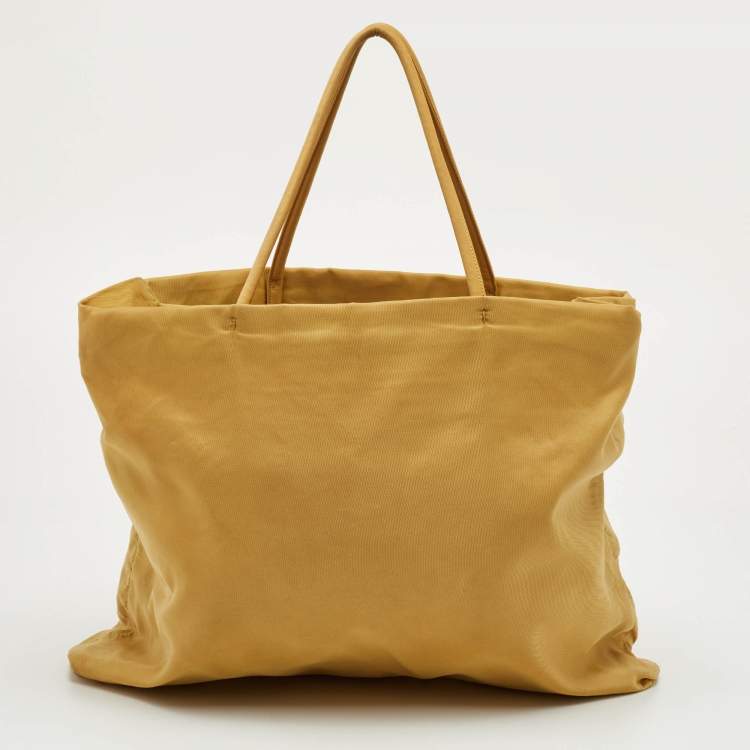 Pre Owned Prada Tessuto Yellow Nylon Shopper Tote