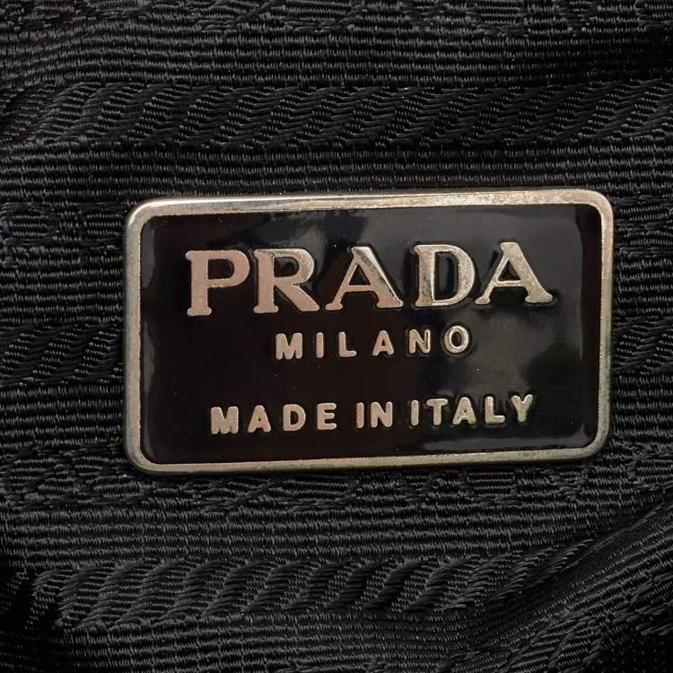 Pre Owned Prada Vintage Tessuto Green Nylon O Ring Metal Handle Tote