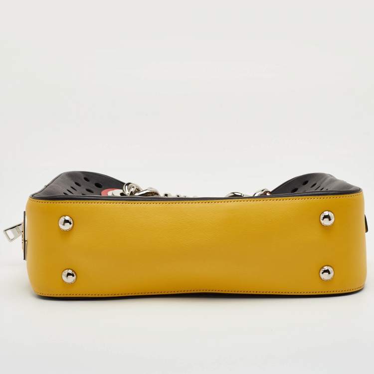 Pre Owned Prada City Fori Multicolor Leather Perforated Chain Shoulder Bag