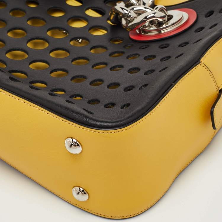 Pre Owned Prada City Fori Multicolor Leather Perforated Chain Shoulder Bag