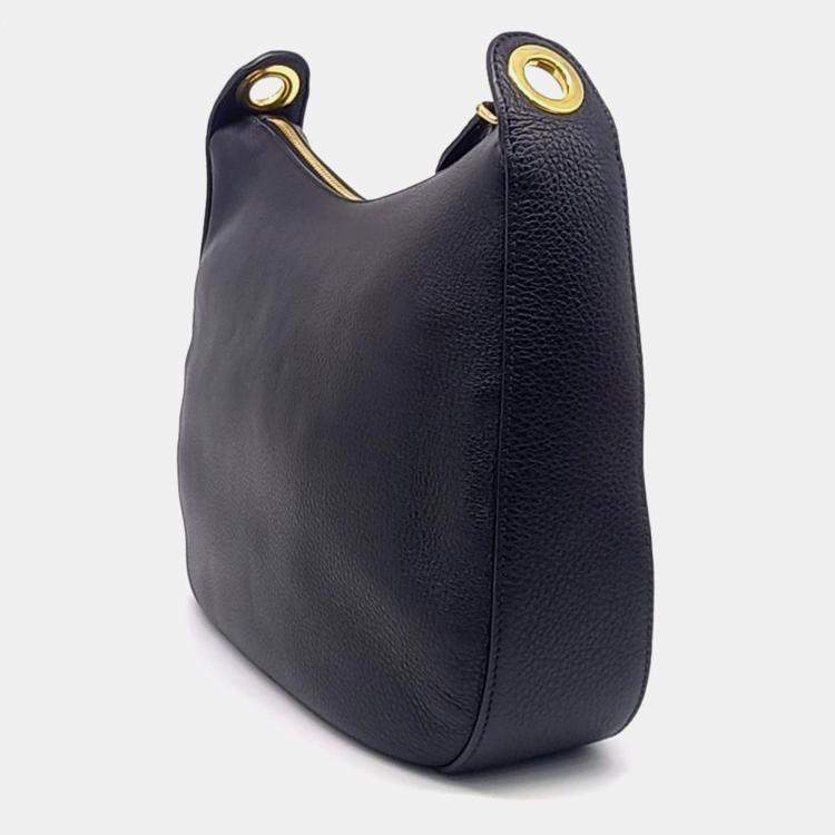 Pre Owned Prada Black Leather Vitello Phoenix Hobo Crossbody Bag (1BC166)