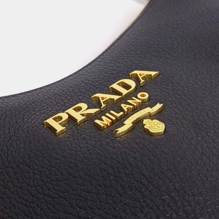 Pre Owned Prada Black Leather Vitello Phoenix Hobo Crossbody Bag (1BC166)