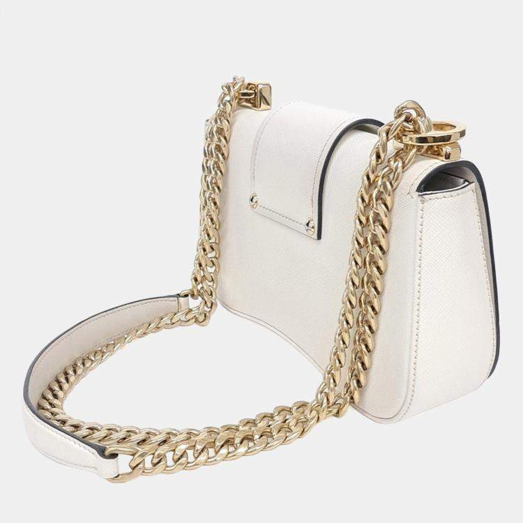 Pre Owned Prada Cream Leather Sidonie Crossbody Bag (1BD219)