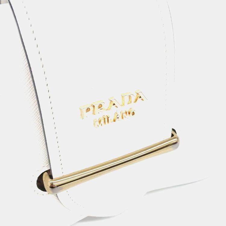 Pre Owned Prada Cream Leather Sidonie Crossbody Bag (1BD219)