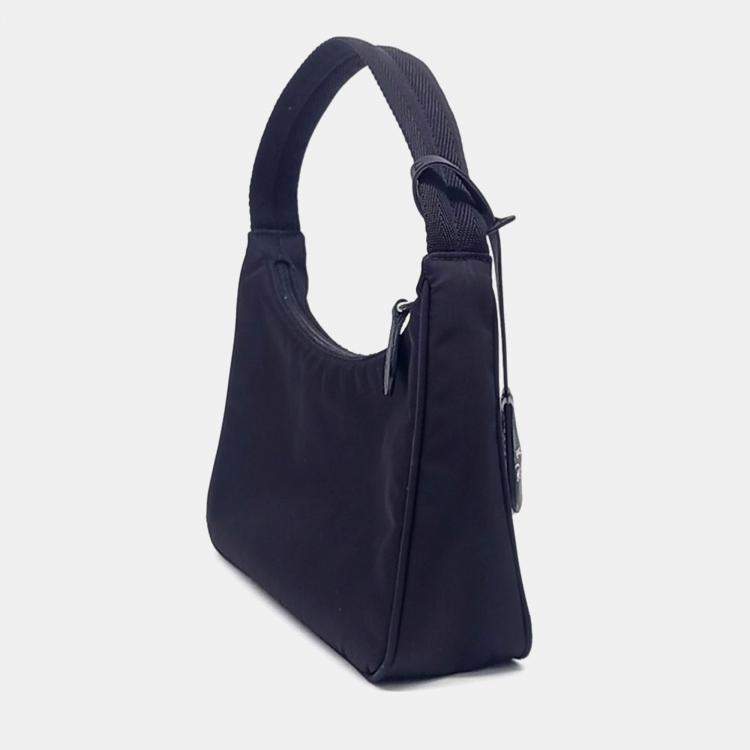 Pre Owned Prada Black Nylon Tessuto Hobo Bag (1NE515)