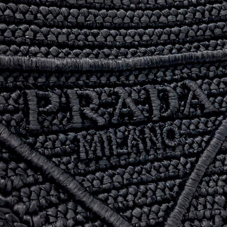 Pre Owned Prada Black Raffia Triangle Shoulder Bag