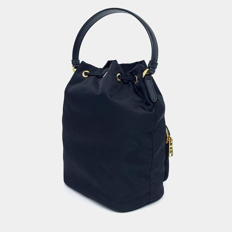 Pre Owned Prada Black Nylon Re-Nylon Bucket Tote and Crossbody Bag