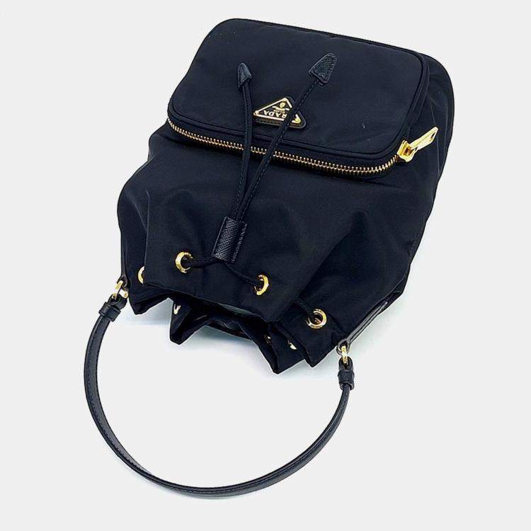 Pre Owned Prada Black Nylon Re-Nylon Bucket Tote and Crossbody Bag