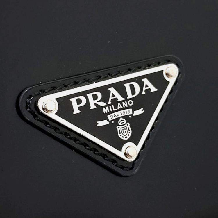 Pre Owned Prada Black Leather Brushed Chain Crossbody Bag