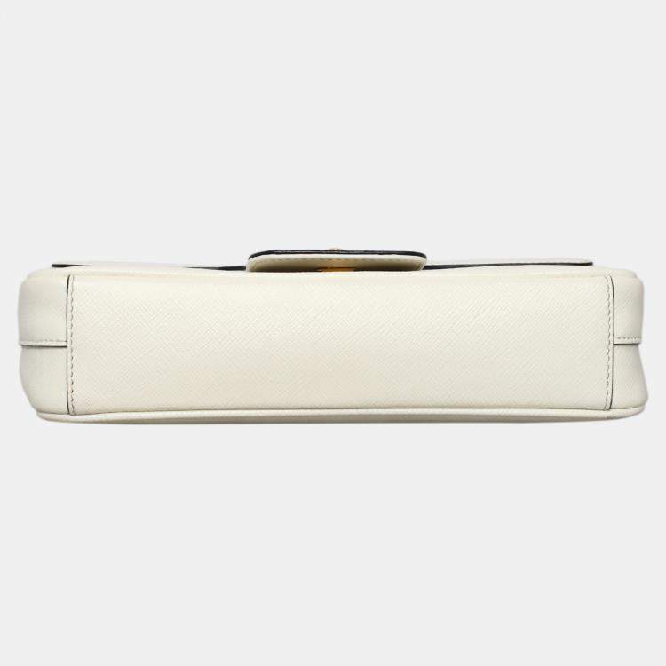 Pre Owned Prada Flap White Saffiano Chain Shoulder Bag