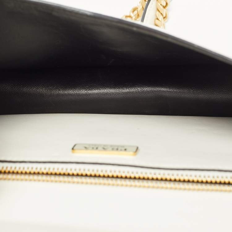 Pre Owned Prada Triangle Logo White Saffiano Leather Shoulder Bag