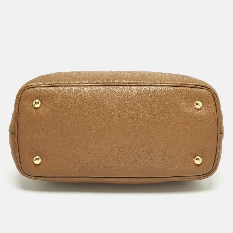 Pre Owned Prada Open Small Brown Vitello Danio Leather Tote