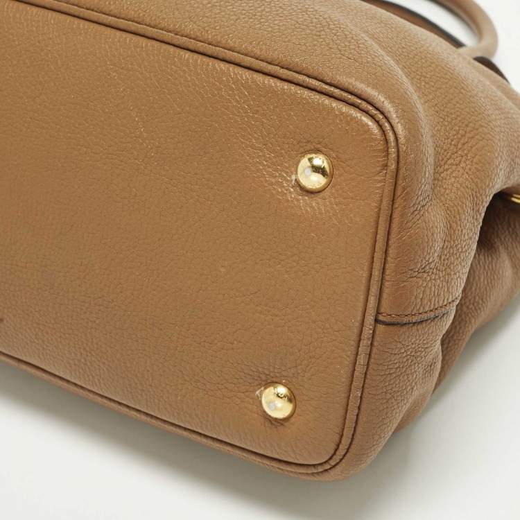 Pre Owned Prada Open Small Brown Vitello Danio Leather Tote