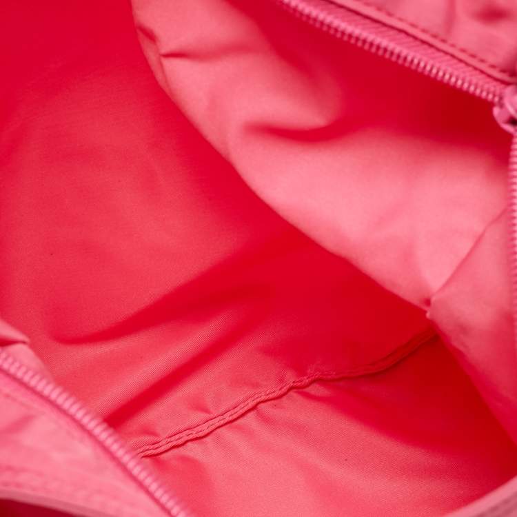 Pre Owned Prada Tessuto Pink Nylon Triangle Logo Top Zip Crossbody Bag