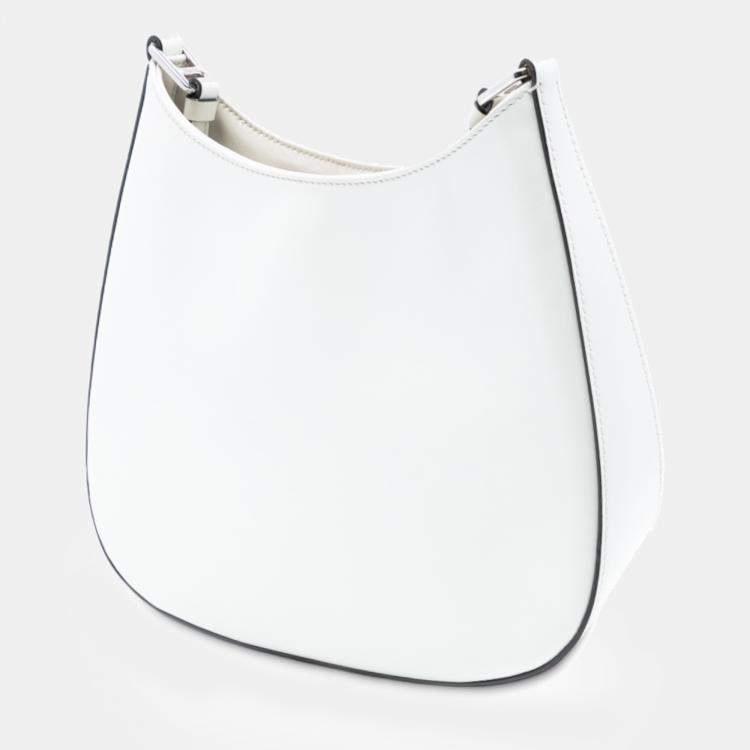 Pre Owned Prada White Brushed Leather Cleo Shoulder Bag