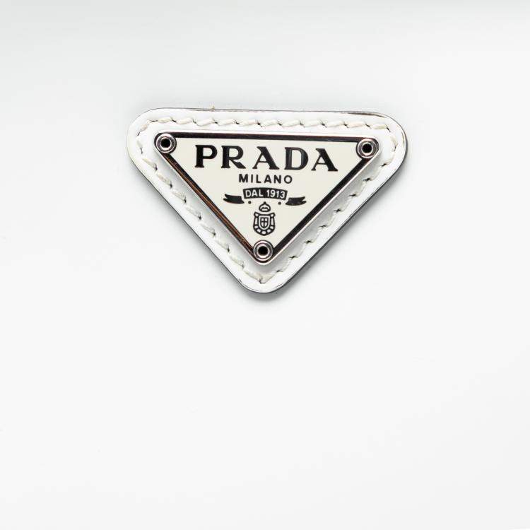 Pre Owned Prada White Brushed Leather Cleo Shoulder Bag