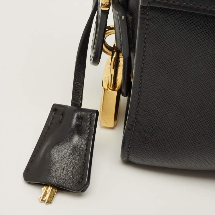 Pre Owned Prada Esplanade City Black Saffiano Leather Crossbody Bag