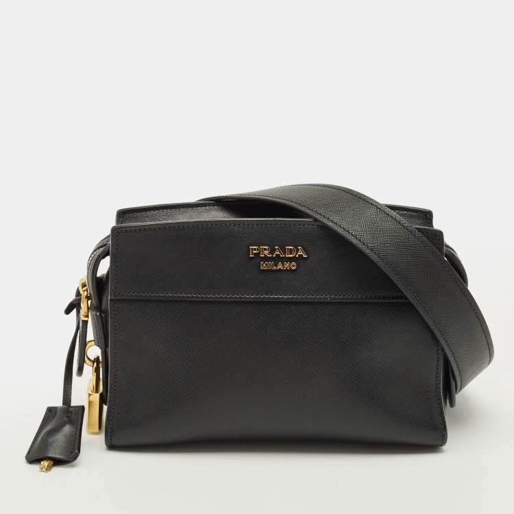 Pre Owned Prada Esplanade City Black Saffiano Leather Crossbody Bag
