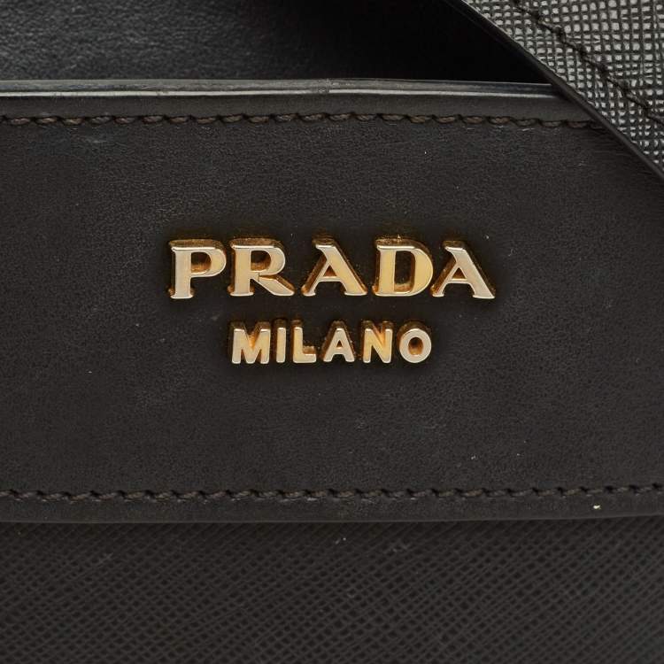 Pre Owned Prada Esplanade City Black Saffiano Leather Crossbody Bag
