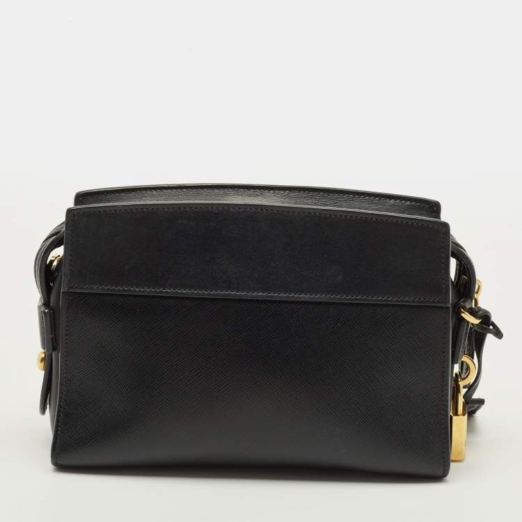Pre Owned Prada Esplanade City Black Saffiano Leather Crossbody Bag