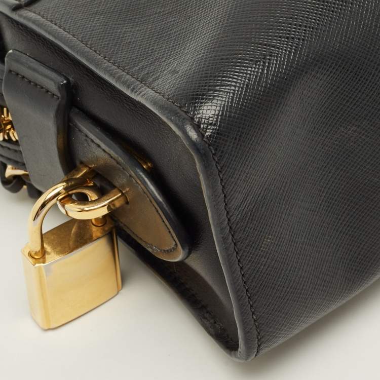 Pre Owned Prada Esplanade City Black Saffiano Leather Crossbody Bag