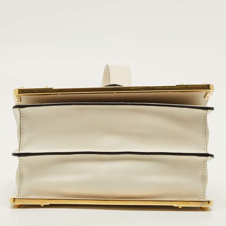 Pre Owned Prada Cahier White Leather Flap Shoulder Bag